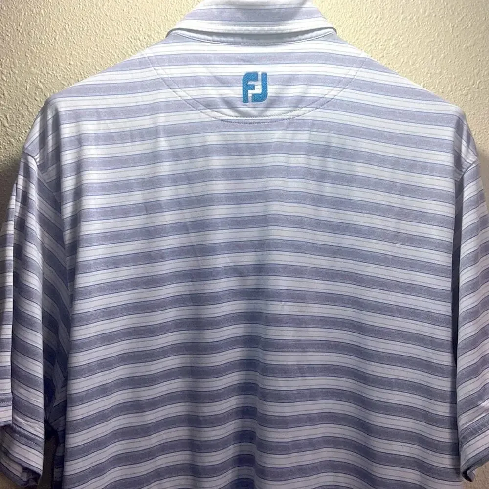 FootJoy FJ Men Gray and White Striped Lightweight Golf Shirt Size XL